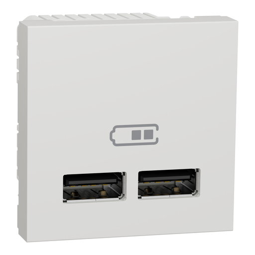 [NU341818] بريزة USB دبل أبيض  - شنايدر نيو يونيكا‏
